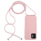 For iPhone 12 mini Candy Colors TPU Protective Case with Lanyard(Rose Gold) - 1