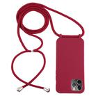 For iPhone 12 / 12 Pro Candy Colors TPU Protective Case with Lanyard(Red) - 1