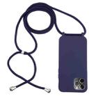 For iPhone 12 / 12 Pro Candy Colors TPU Protective Case with Lanyard(Dark Blue) - 1