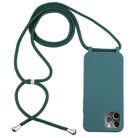 For iPhone 12 / 12 Pro Candy Colors TPU Protective Case with Lanyard(Dark Green) - 1