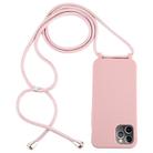 For iPhone 12 / 12 Pro Candy Colors TPU Protective Case with Lanyard(Rose Gold) - 1