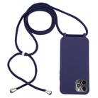 For iPhone 12 Pro Max Candy Colors TPU Protective Case with Lanyard(Dark Blue) - 1