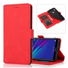 For Huawei Y6 (2019) Retro Magnetic Closing Clasp Horizontal Flip Leather Case with Holder & Card Slots & Photo Frame & Wallet(Red) - 1