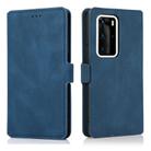 For Huawei P40 Pro+ Retro Magnetic Closing Clasp Horizontal Flip Leather Case with Holder & Card Slots & Photo Frame & Wallet(Navy Blue) - 2