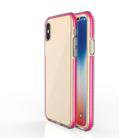 For iPhone X / XS TPU Double-color Shockproof Protective Case(Rose Red) - 1