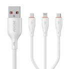 WK WDC-79 3 in 1 Kinkong Flash Series 1.2m 66W PVC Fast Charging Data Cable, Interface:USB to Type-C+8 Pin+Micro(White) - 1