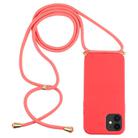 For iPhone 12 mini Wheat TPU Protective Case with Lanyard(Red) - 1
