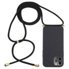 For iPhone 12 / 12 Pro Wheat TPU Protective Case with Lanyard(Black) - 1