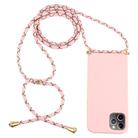 For iPhone 12 / 12 Pro Wheat TPU Protective Case with Lanyard(Pink) - 1