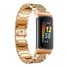For Fitbit Charge 6 / 5 18mm xDfind Diamond Jewelry Stainless Steel Watch Band(Rose Gold) - 1