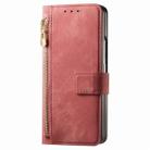 For Samsung Galax Z Fold7 5G Retro MagSafe Magnetic Zipper Wallet Leather Phone Case(Pink) - 2