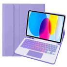 For iPad 11 2025 / 10th Gen 10.9 2022 A10B-AS Backlight Bluetooth Touch Keyboard Leather Tablet Case with Pen Slot(Purple) - 1