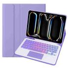 For iPad Pro 11 2024 A13B-AS Backlight Bluetooth Touch Keyboard Leather Tablet Case with Pen Slot(Purple) - 1