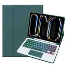 For iPad Pro 11 2024 A13B-AS Backlight Bluetooth Touch Keyboard Leather Tablet Case with Pen Slot(Dark Green) - 1