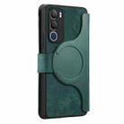 For vivo Y19s 4G CaseNeo MagSafe RFID Anti-theft Zipper Wallet Retro Leather Phone Case(Green) - 4