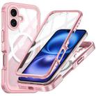 For iPhone 16 Life Waterproof MagSafe Magnetic Rugged Phone Case(Pink) - 1