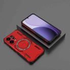 For OPPO Reno14 5G Global Butterfly Armor MagSafe Magnetic Ring Shockproof Phone Case(Red) - 2