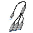USB-A to USB-A 3 in 1 OTG Expander Splitter Dock Station(Braided Grey) - 1
