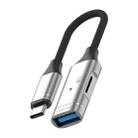 USB-C / Type-C to USB, TF Card Multi-function OTG Card Reader Adapter Cable, Length: 15cm(Silver) - 1