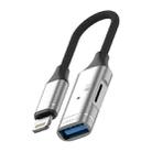 8 Pin to USB, TF Card Multi-function OTG Card Reader Adapter Cable, Length: 15cm(Silver) - 1