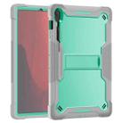 For Samsung Galaxy Tab S10 FE+ Shockproof Silicone Hybrid PC Tablet Case with Holder(Mint Green Grey) - 2