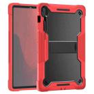 For Samsung Galaxy Tab S10 FE+ Shockproof Silicone Hybrid PC Tablet Case with Holder(Black Red) - 2