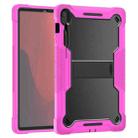For Samsung Galaxy Tab S10 FE+ Shockproof Silicone Hybrid PC Tablet Case with Holder(Black Rose Red) - 2