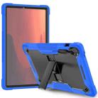 For Samsung Galaxy Tab S10 FE+ Shockproof Silicone Hybrid PC Tablet Case with Holder(Black Dark Blue) - 1