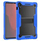 For Samsung Galaxy Tab S10 FE+ Shockproof Silicone Hybrid PC Tablet Case with Holder(Black Dark Blue) - 2