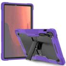 For Samsung Galaxy Tab S10 FE+ Shockproof Silicone Hybrid PC Tablet Case with Holder(Black Purple) - 1