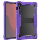 For Samsung Galaxy Tab S10 FE+ Shockproof Silicone Hybrid PC Tablet Case with Holder(Black Purple) - 2