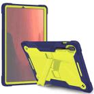 For Samsung Galaxy Tab S10 FE+ Shockproof Silicone Hybrid PC Tablet Case with Holder(Yellow Green Navy Blue) - 1