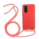 For Huawei P40 Wheat Straw Material + TPU Protective Case with Lanyard(Red) - 1