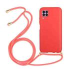 For Huawei P40 Lite Wheat Straw Material + TPU Protective Case with Lanyard(Red) - 1