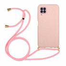 For Huawei P40 Lite Wheat Straw Material + TPU Protective Case with Lanyard(Pink) - 1