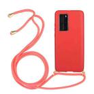 For Huawei P40 Pro Wheat Straw Material + TPU Protective Case with Lanyard(Red) - 1