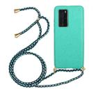 For Huawei P40 Pro Wheat Straw Material + TPU Protective Case with Lanyard(Green) - 1