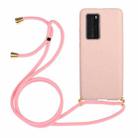 For Huawei P40 Pro Wheat Straw Material + TPU Protective Case with Lanyard(Pink) - 1