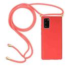 For Samsung Galaxy Note20 Wheat Straw Material + TPU Protective Case with Lanyard(Red) - 1