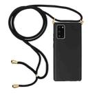 For Samsung Galaxy Note20 Wheat Straw Material + TPU Protective Case with Lanyard(Black) - 1