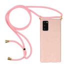 For Samsung Galaxy Note20 Wheat Straw Material + TPU Protective Case with Lanyard(Pink) - 1