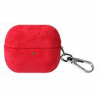 For Samsung Galaxy Buds3 / Buds3 Pro Turned Fur Leather Earphone Case with Hook(Red) - 1