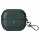 For Samsung Galaxy Buds3 / Buds3 Pro Oily Skin Leather Texture Earphone Case with Hook(Deep Green) - 1