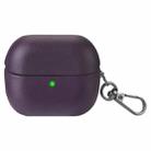 For Samsung Galaxy Buds3 / Buds3 Pro Oily Skin Leather Texture Earphone Case with Hook(Dark Purple) - 1