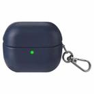 For Samsung Galaxy Buds3 / Buds3 Pro Oily Skin Leather Texture Earphone Case with Hook(Dark Blue) - 1