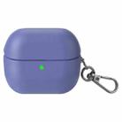 For Samsung Galaxy Buds3 / Buds3 Pro Oily Skin Leather Texture Earphone Case with Hook(Lavender Gray) - 1