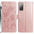 For Samsung Galaxy S20 FE 5G Rose Flower Embossing Pattern Leather Phone Case(Rose Gold) - 1