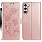 For Samsung Galaxy S23 5G Rose Flower Embossing Pattern Leather Phone Case(Rose Gold) - 1