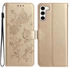 For Samsung Galaxy S23+ 5G Rose Flower Embossing Pattern Leather Phone Case(Gold) - 1