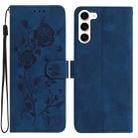 For Samsung Galaxy S23+ 5G Rose Flower Embossing Pattern Leather Phone Case(Dark Blue) - 1